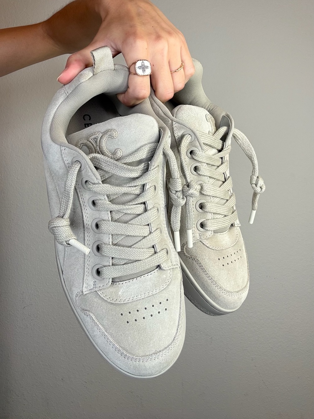 Celine Women's Taupe Suede Chunky Sneakers